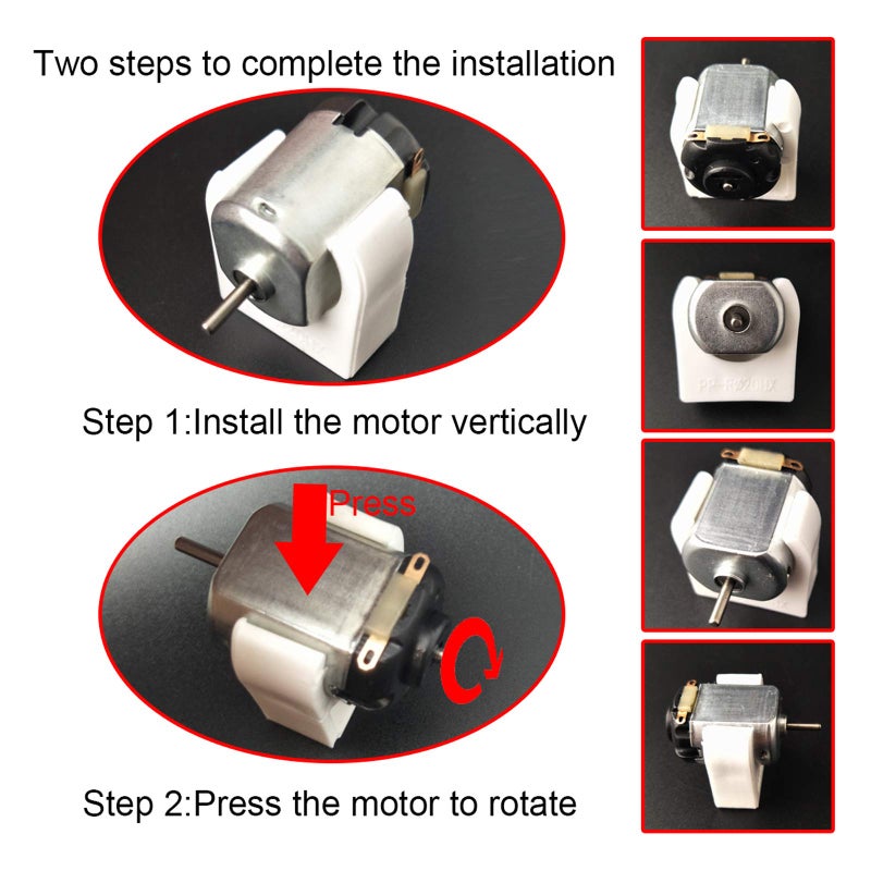 EUDAX 12 Pcs Rectangular DC Motor Mini Electric Motor 1.5-3V 24000RPM, Motor Mounting Bracket Holder for DIY Toys - Image 2